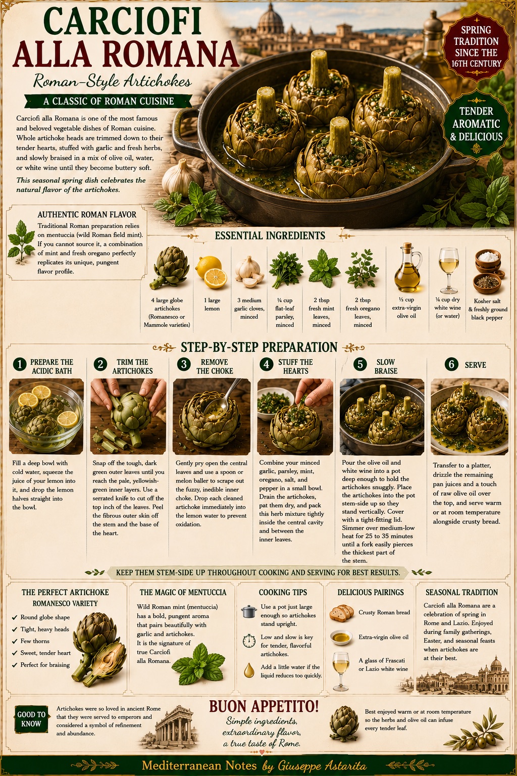 Carciofi alla Romana — infographic by Mediterranean Notes
