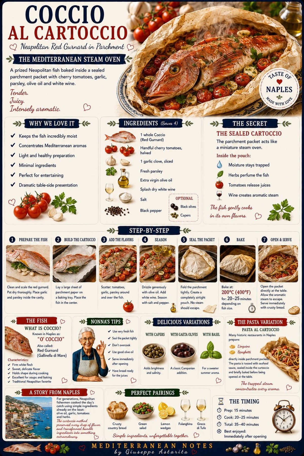 Coccio al cartoccio — infographic by Giuseppe Astarita