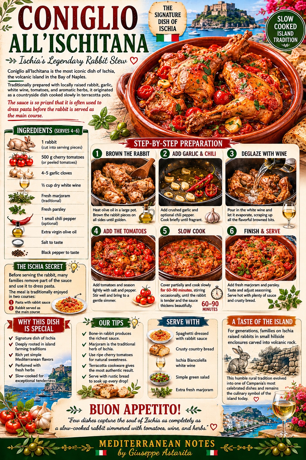 Coniglio all'Ischitana — infographic, Mediterranean Notes by Giuseppe Astarita