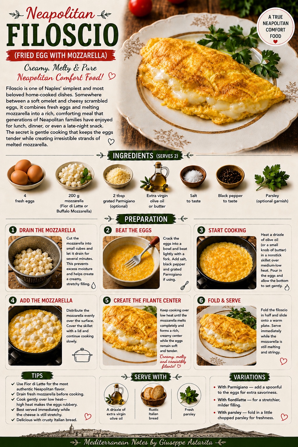 Filoscio napoletano — step by step infographic, Mediterranean Notes by Giuseppe Astarita