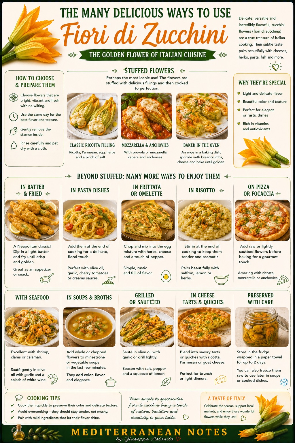 Fiori di Zucca — the many ways to use zucchini blossoms in Italian cooking