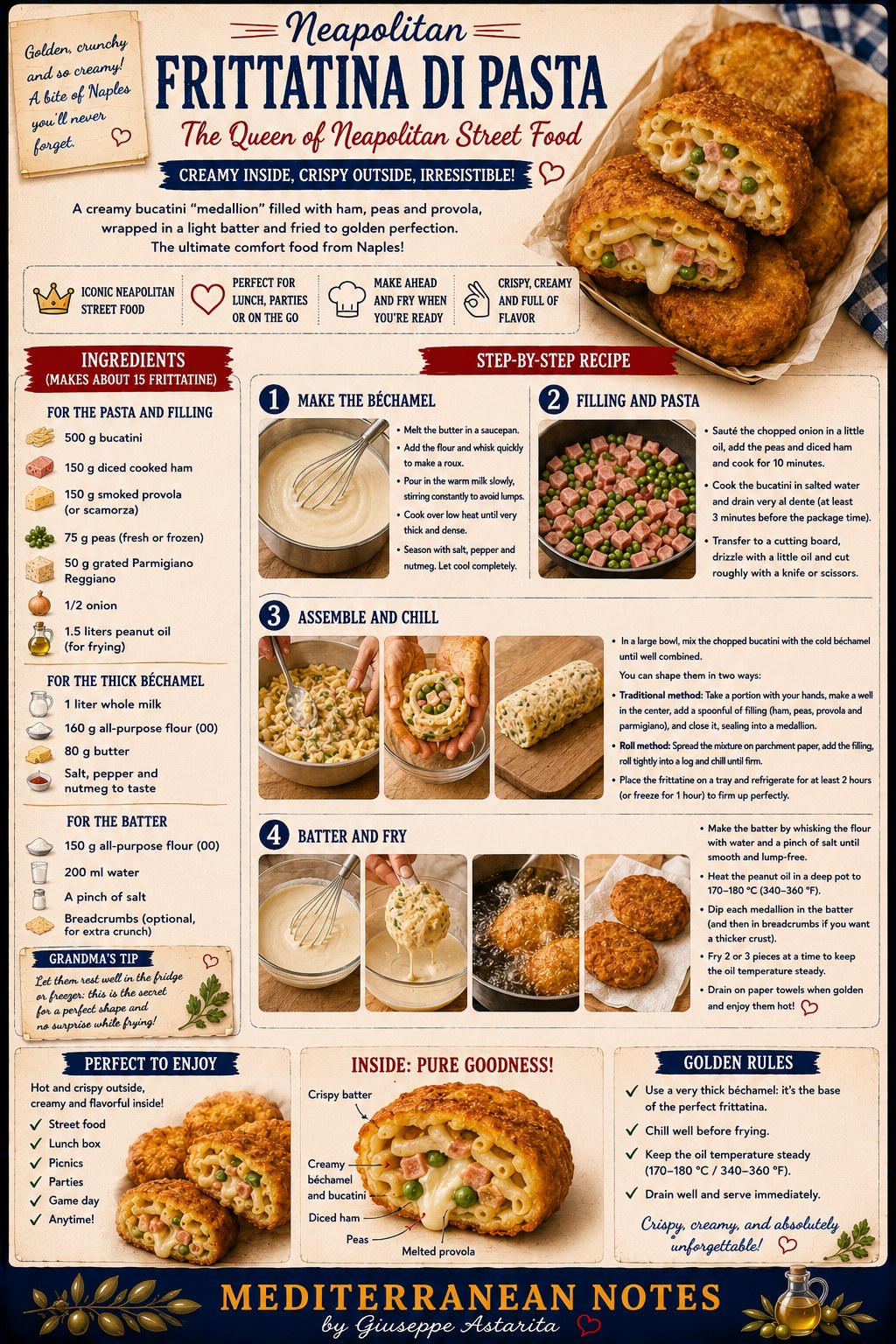 Frittatina di Pasta — Neapolitan fried pasta croquette infographic by Giuseppe Astarita