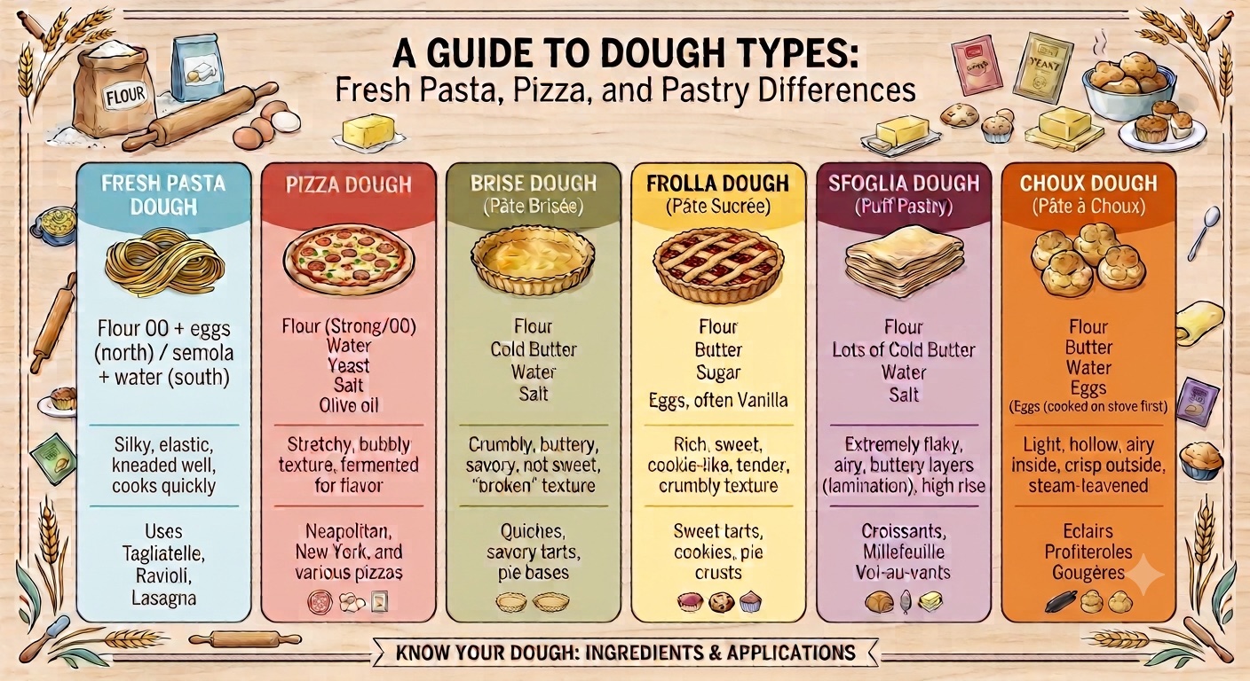 A guide to dough types — fresh pasta, pizza, brisée, frolla, sfoglia, choux
