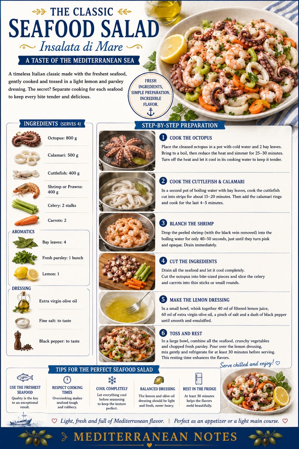 Insalata di Mare — Classic Neapolitan Seafood Salad infographic