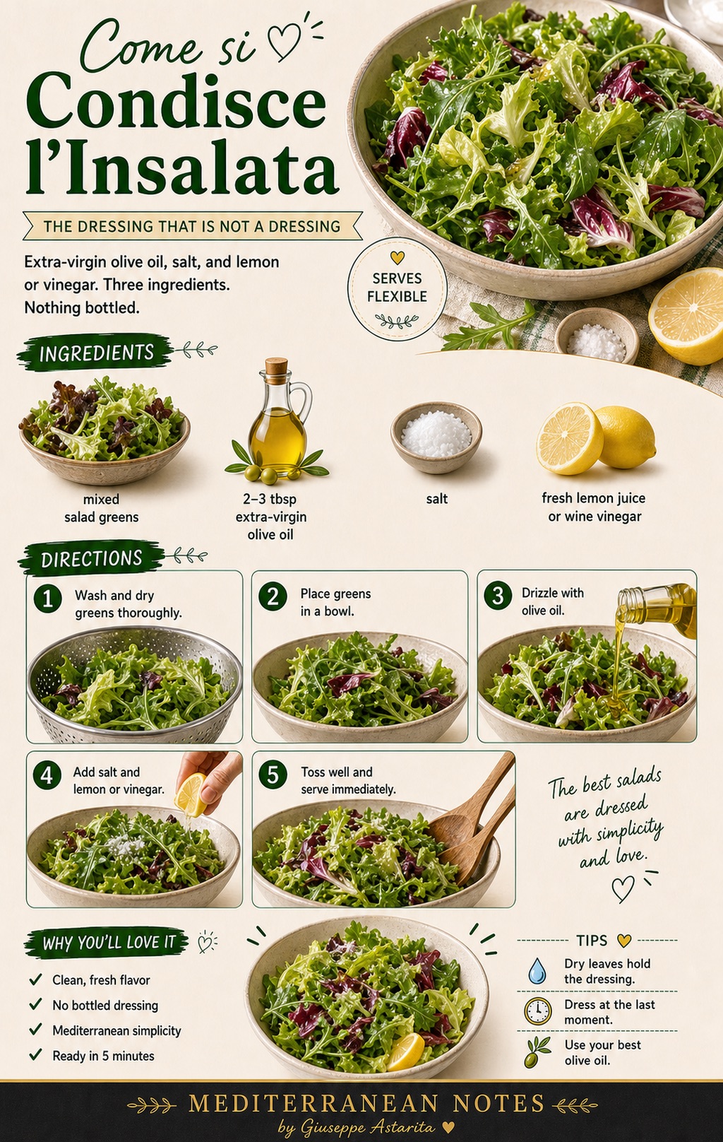 Come si condisce l'insalata infographic