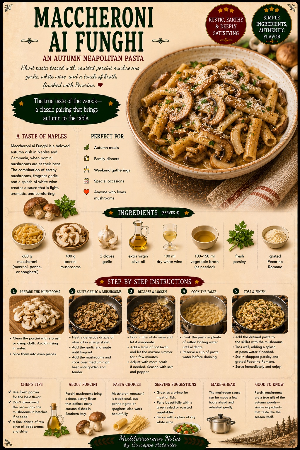 Maccheroni ai Funghi — infographic by Giuseppe Astarita