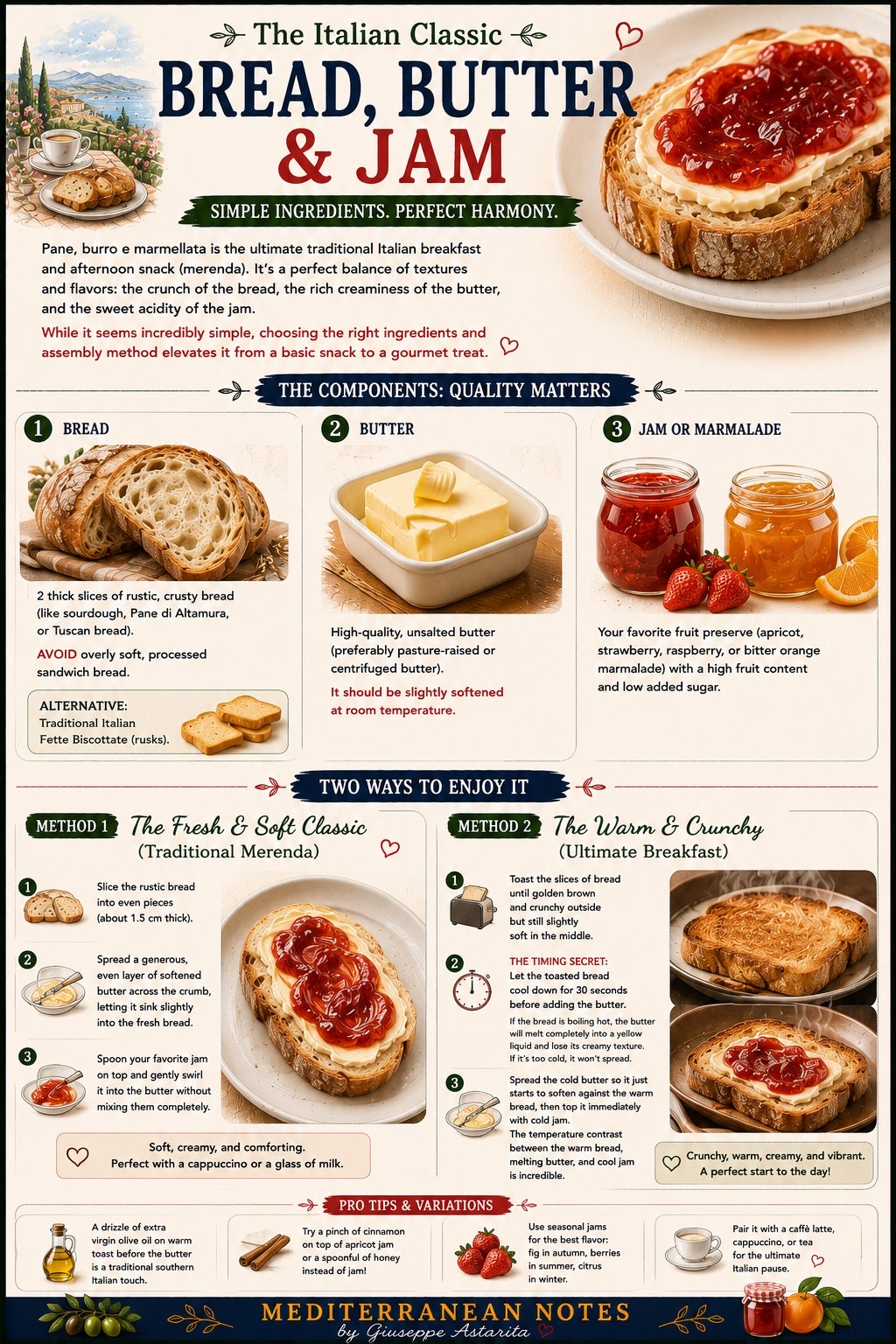 Pane, burro e marmellata infographic — the classic Italian breakfast