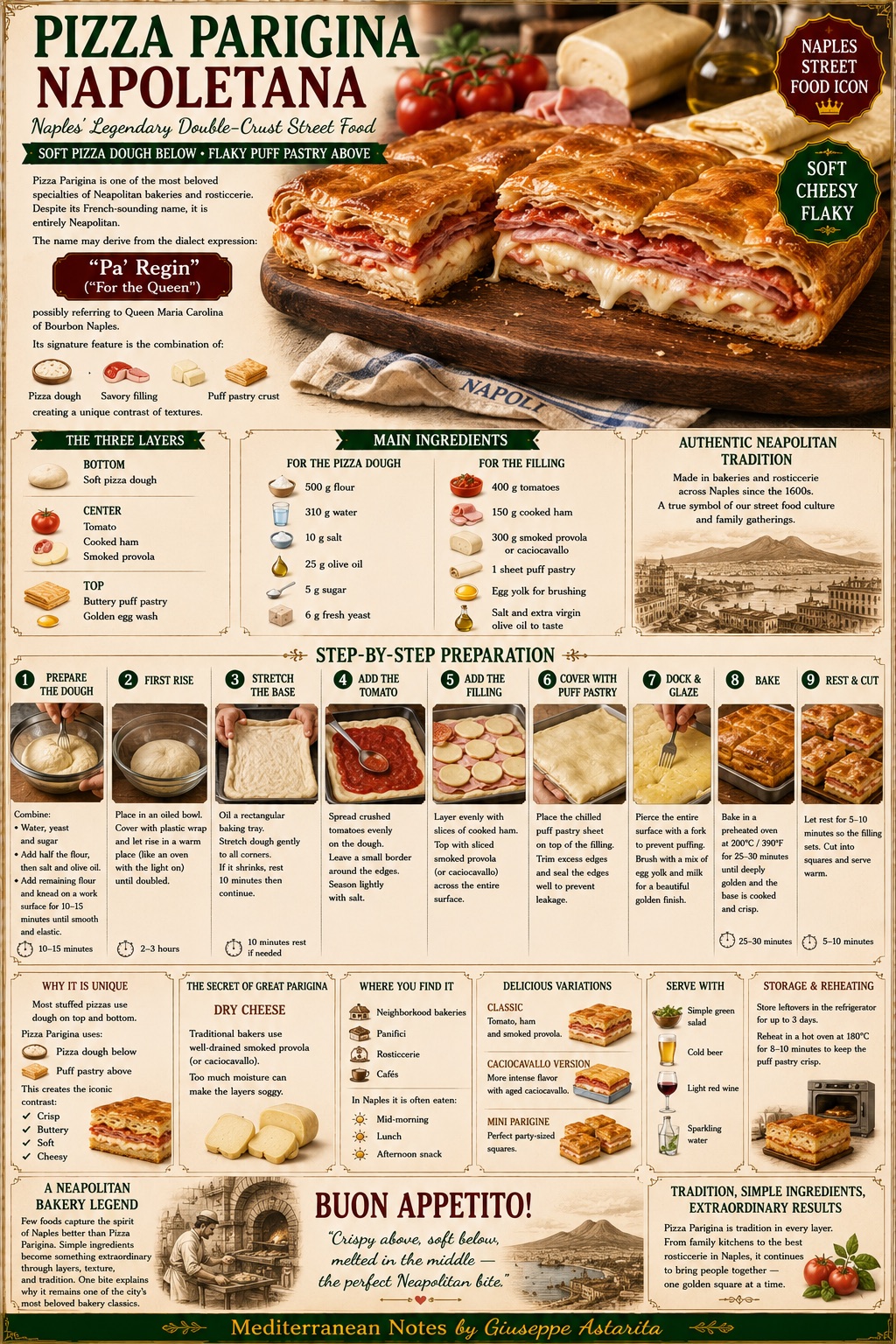 La Parigina Napoletana — step by step infographic, Mediterranean Notes