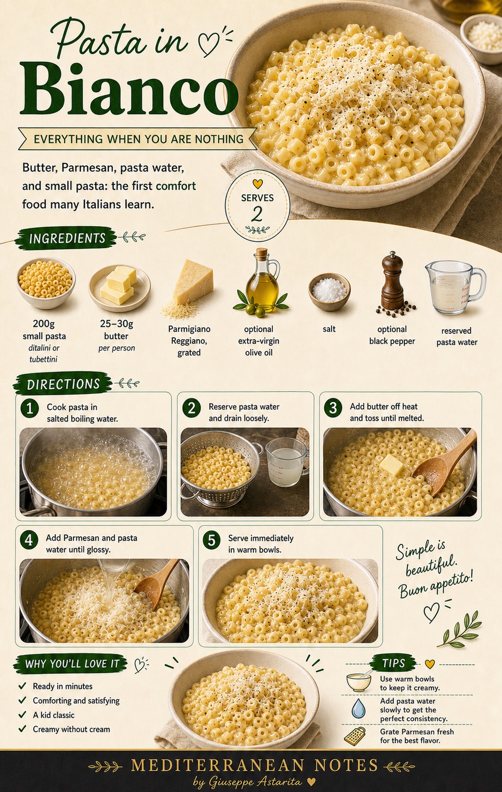 Pasta in bianco infographic
