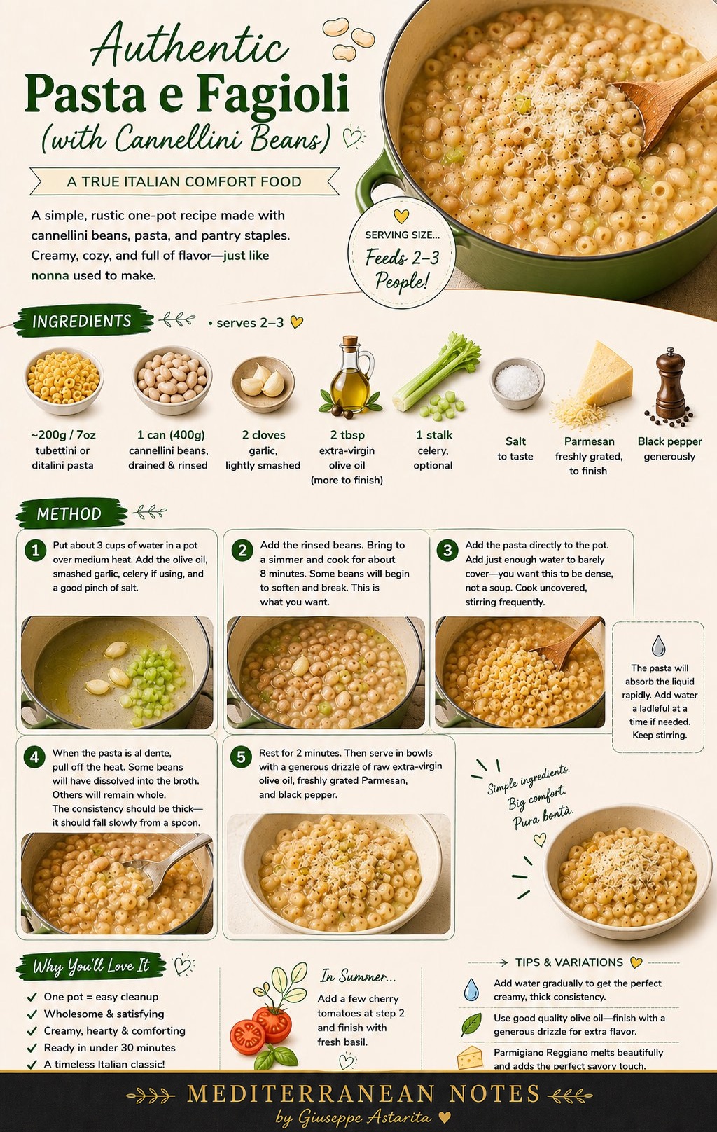 Pasta e Fagioli in bianco — cannellini beans