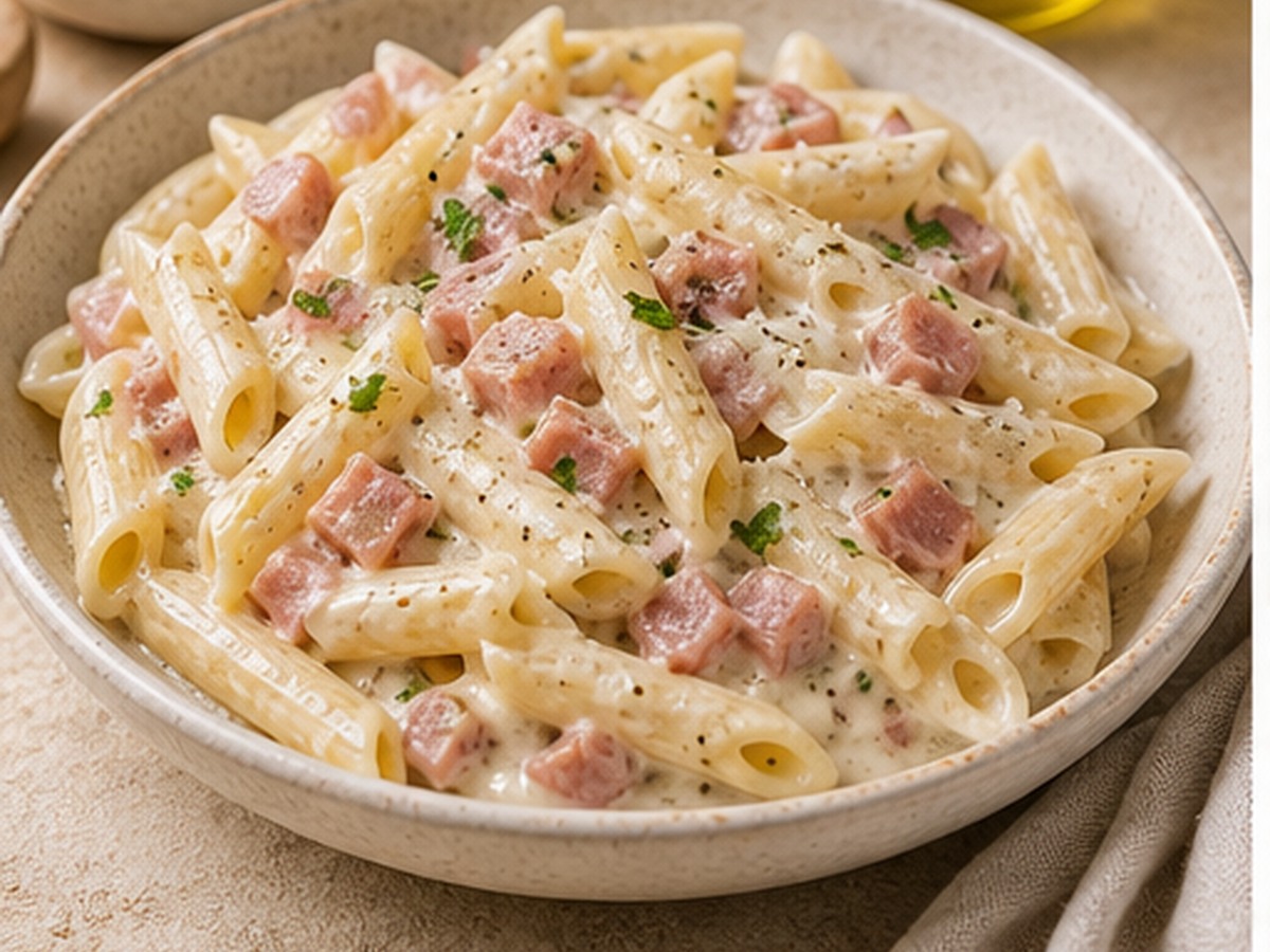 Pasta con panna e prosciutto