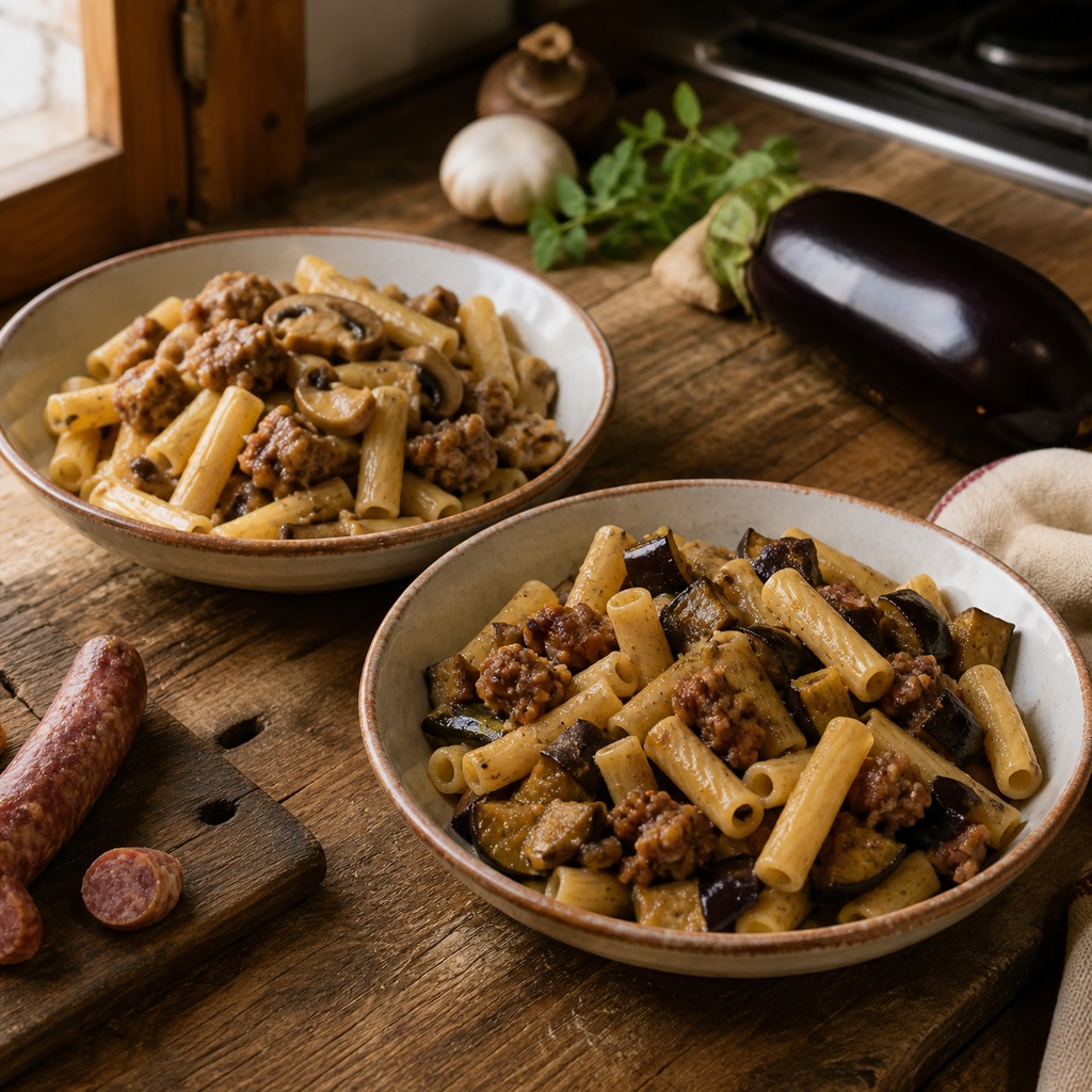 Pasta salsiccia e funghi