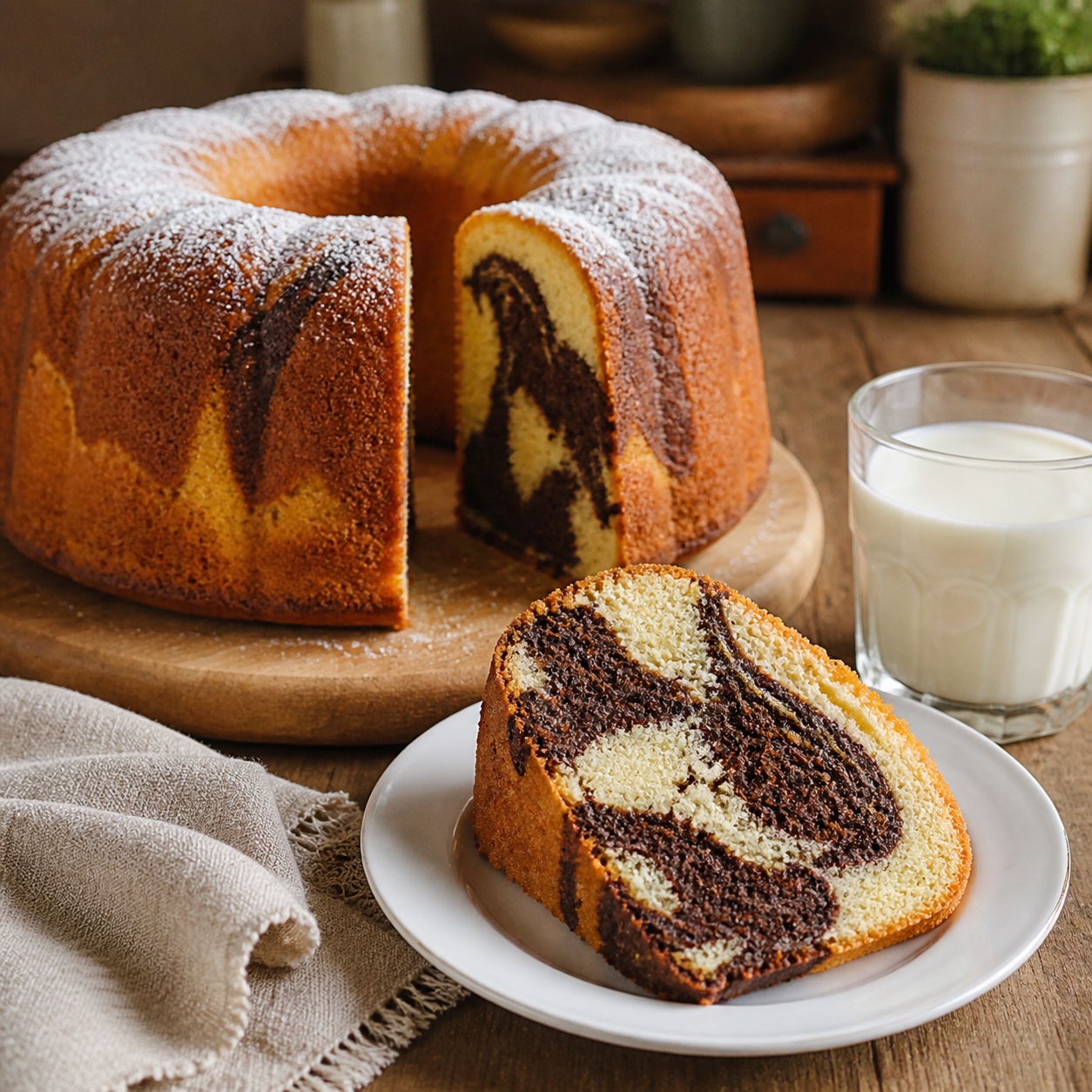 Presto Fatto — marbled Neapolitan breakfast bundt cake