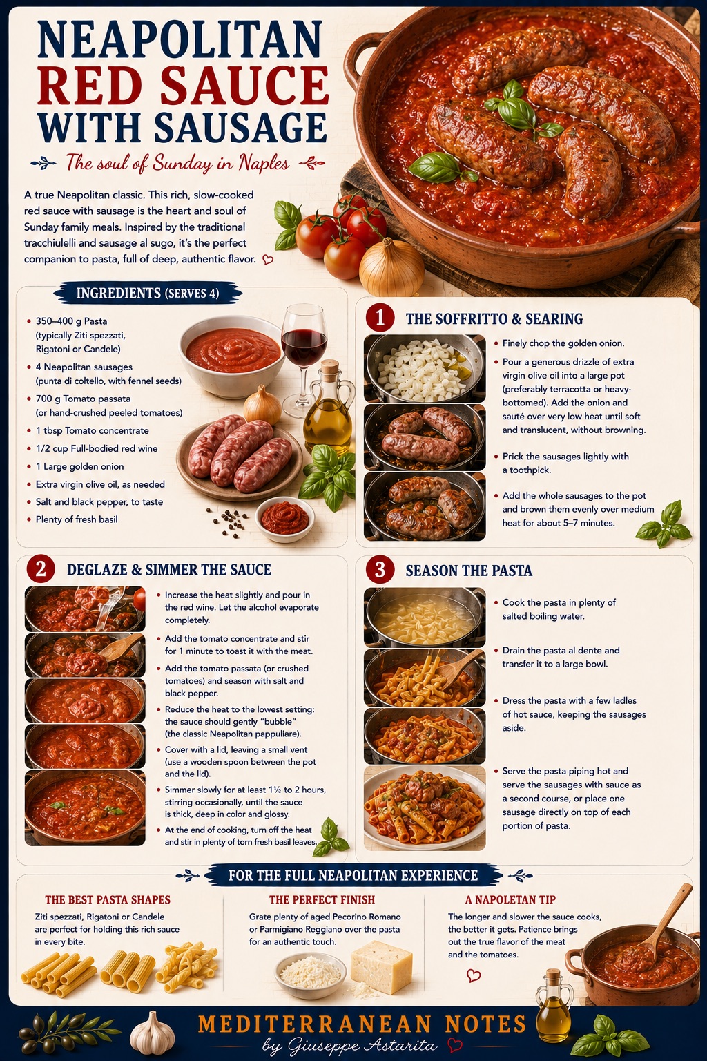 Neapolitan Red Sauce with Sausage — step-by-step infographic