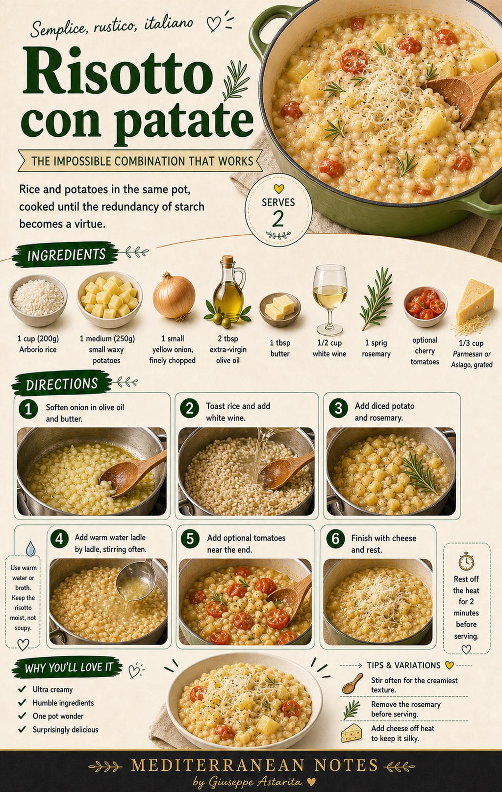 Risotto con patate infographic