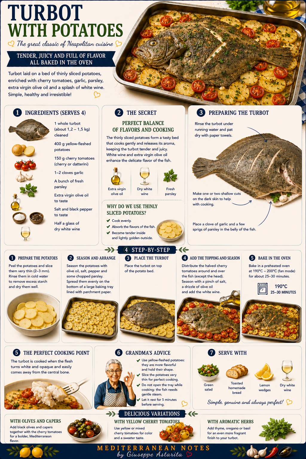 Rombo con patate al forno — infographic by Giuseppe Astarita