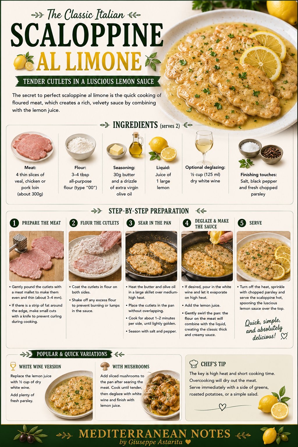Scaloppine al Limone — step-by-step infographic