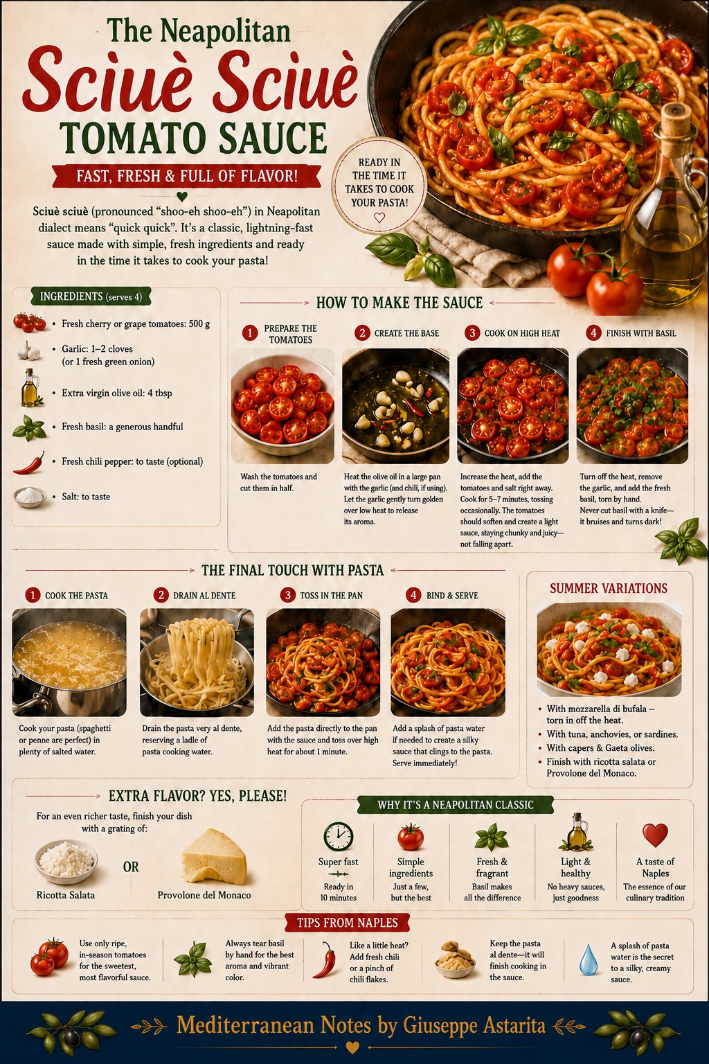 Sciuè Sciuè — Neapolitan Summer Tomato Sauce infographic