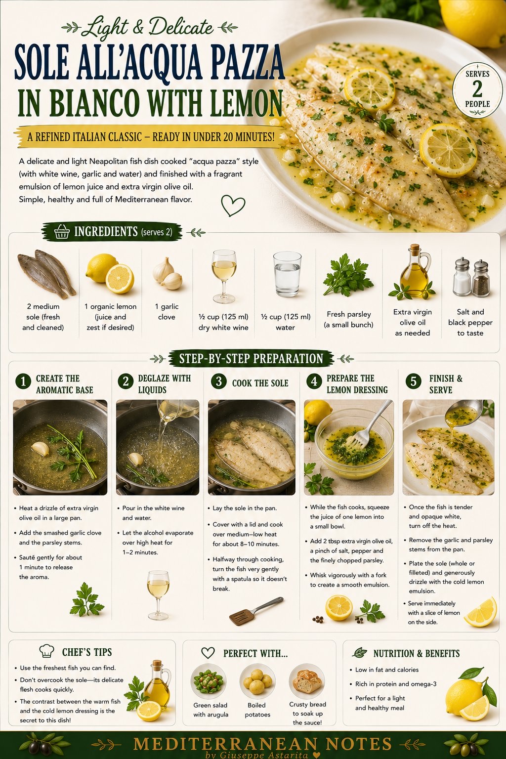 Sogliola in acqua pazza — infographic