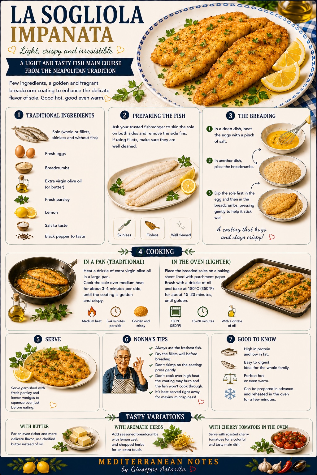 Sogliola impanata — infographic by Giuseppe Astarita