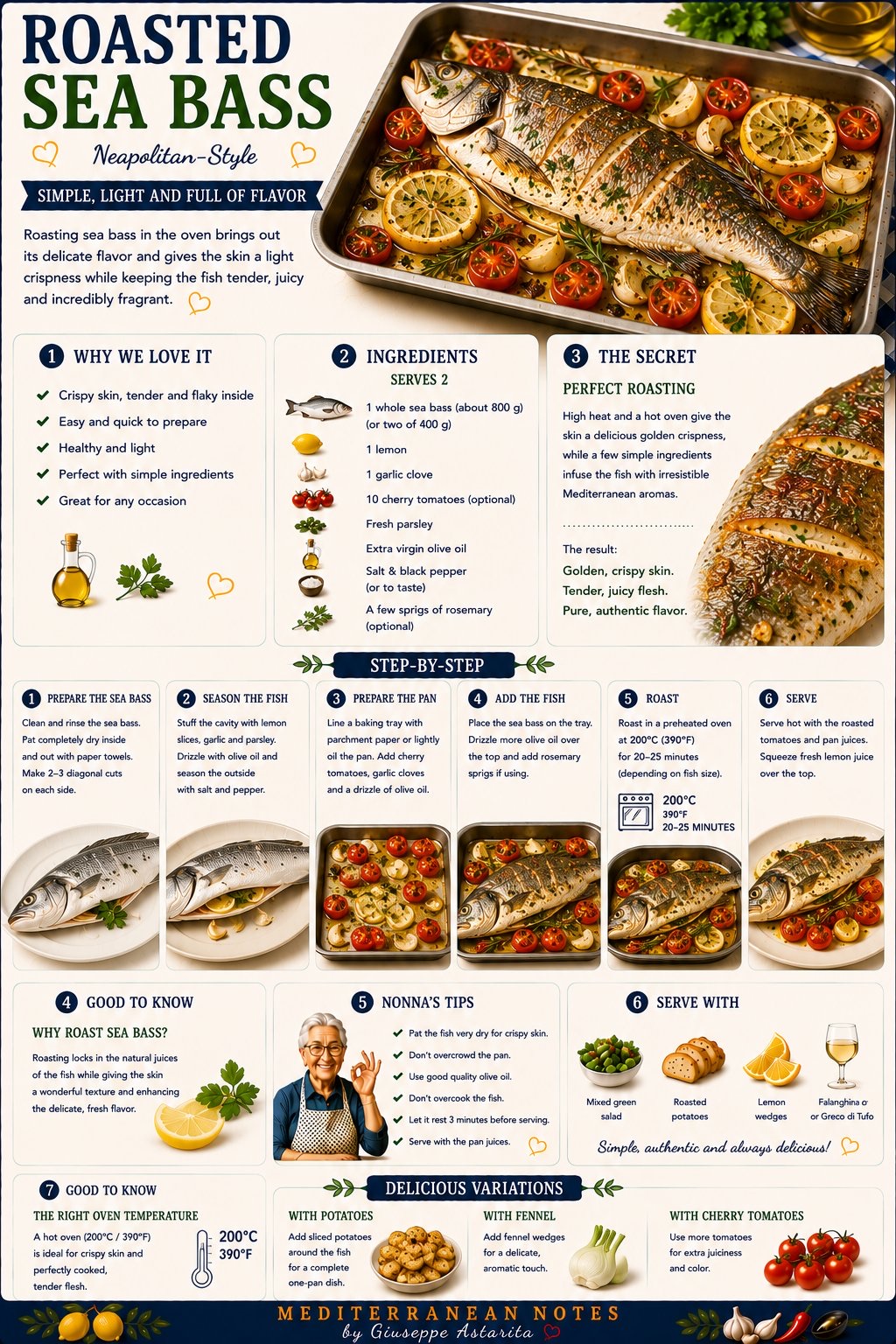 Spigola al forno — infographic by Giuseppe Astarita