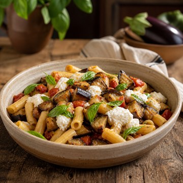 Pasta, ricotta e melanzane