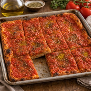 Pizza rossa in teglia