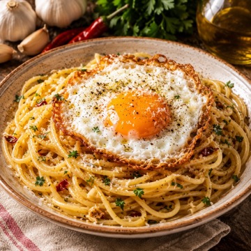 Spaghetti con Uovo Fritto