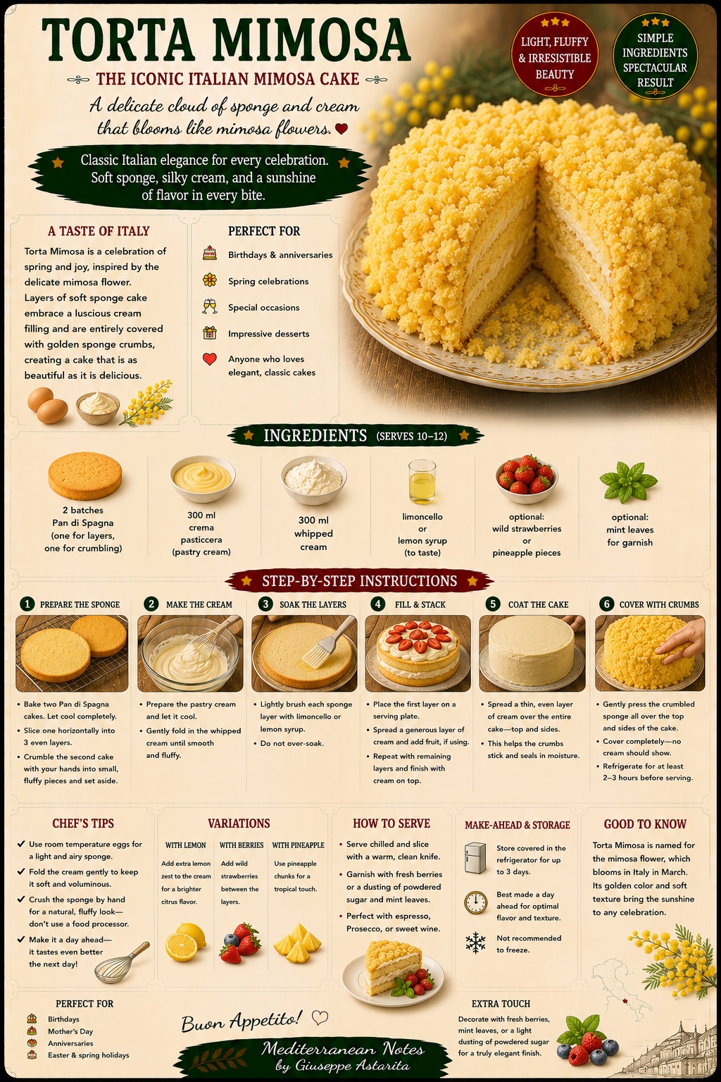 Torta Mimosa — infographic by Giuseppe Astarita
